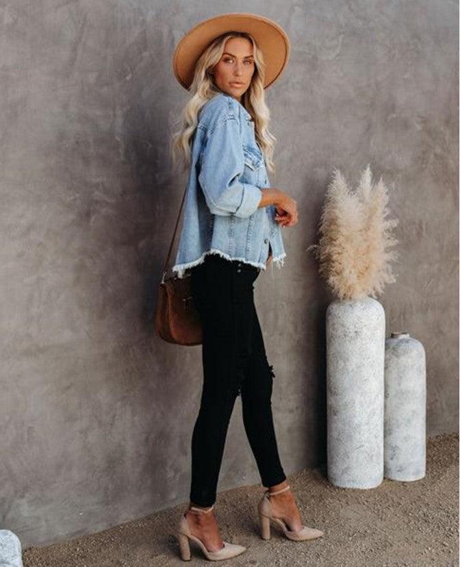 Denim Frayed Short Jacket - Moderner Trend mit Komfort