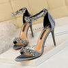 FENNJA Sexy Stiletto High Heels - Satin, Strasssteine, Wasserdicht