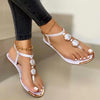 Luxuriöse Damen Flachsandalen - Sommer Beach Shoes in Weiß, Schwarz und Gold