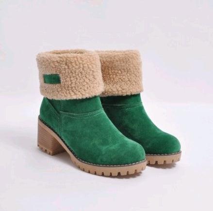 Elegante Mid-Tube Thick Heel Suede Snow Boots