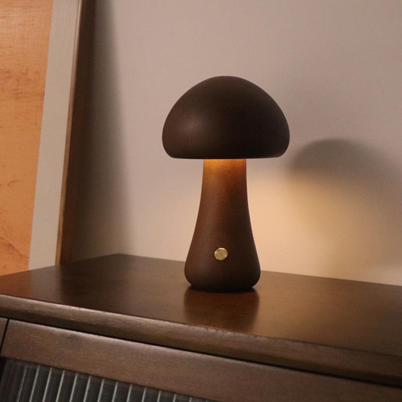 INS Holz Pilz LED Nachtlicht Touch Schalter Schlafzimmer Nachttischlampe