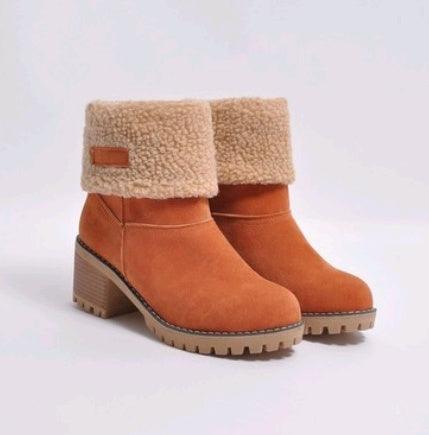 Elegante Mid-Tube Thick Heel Suede Snow Boots