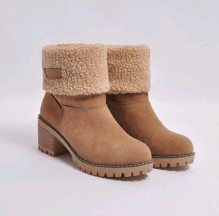 Elegante Mid-Tube Thick Heel Suede Snow Boots