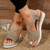 Elegante Wedge Sandalen für Damen - Cross-Strap Platform Gladiator Hemp Absatz