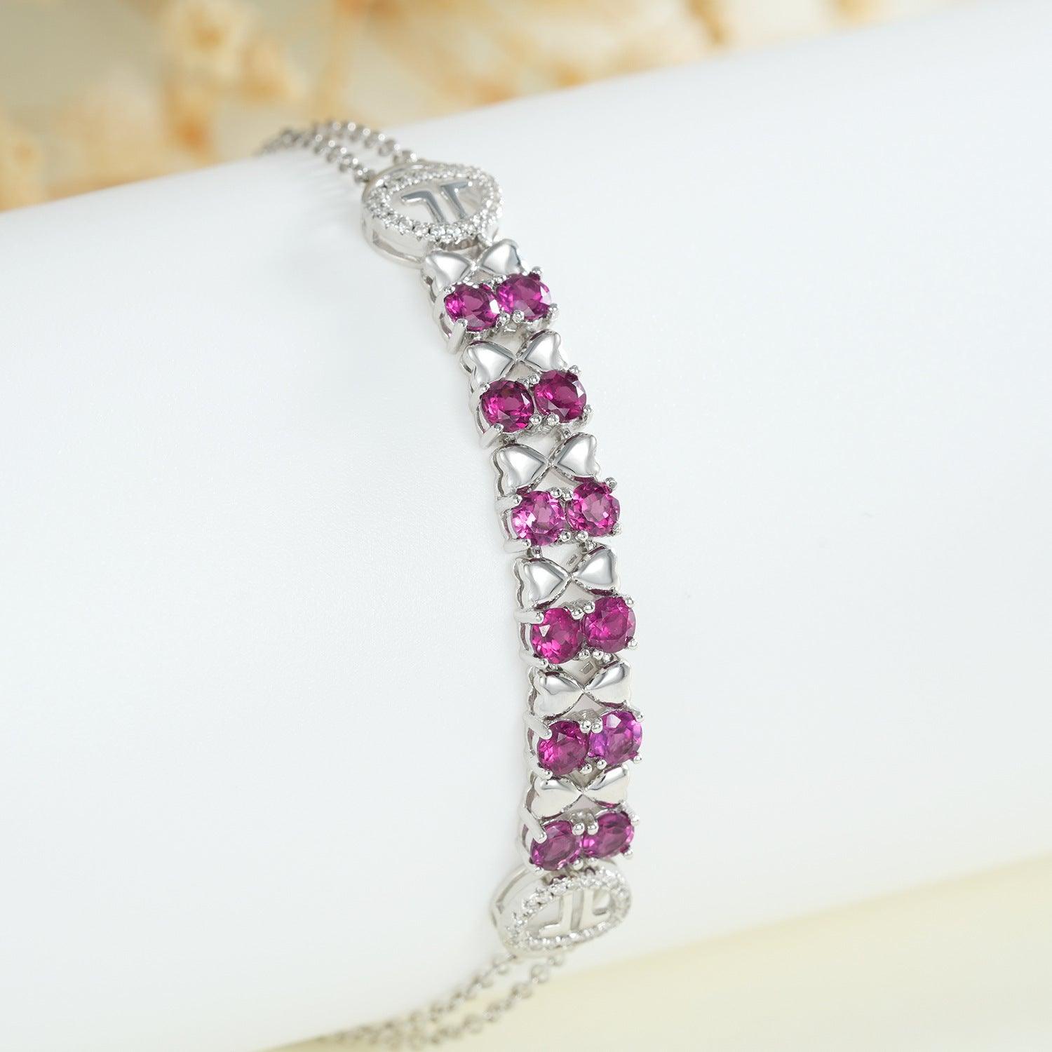 Lila Granat Armband