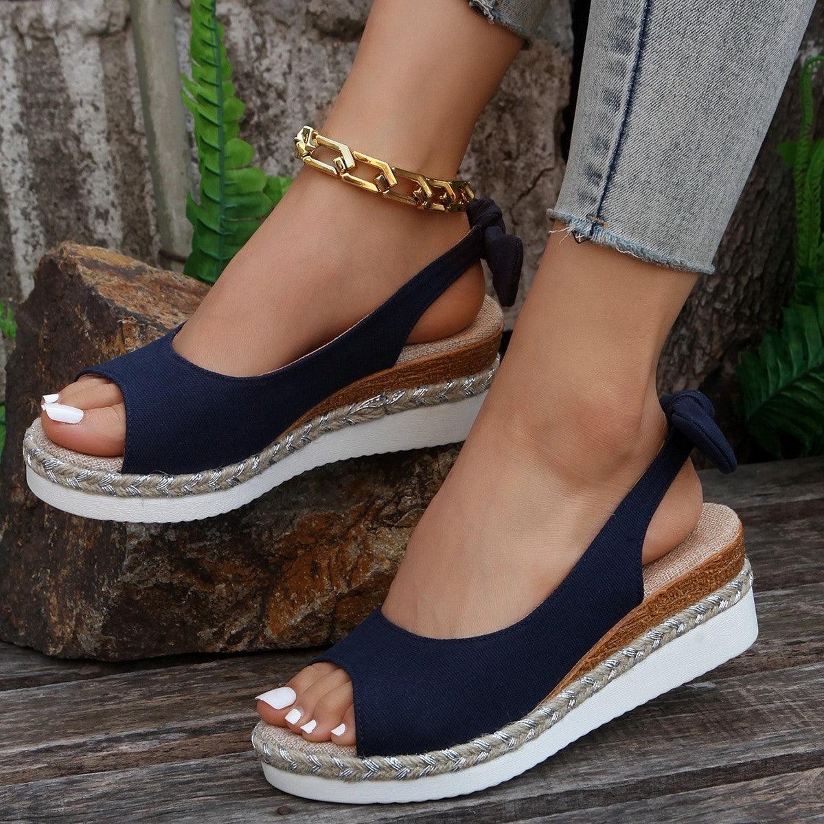 Elegante Women's Hemp Rope Wedge Sandalen