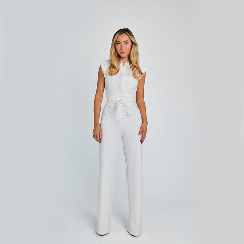 Eleganter Ärmelloser Sommer-Jumpsuit mit V-Ausschnitt und Weitem Bein
