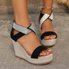 High Wedges Sandalen mit Strassdesign - Bequeme Plattformschuhe