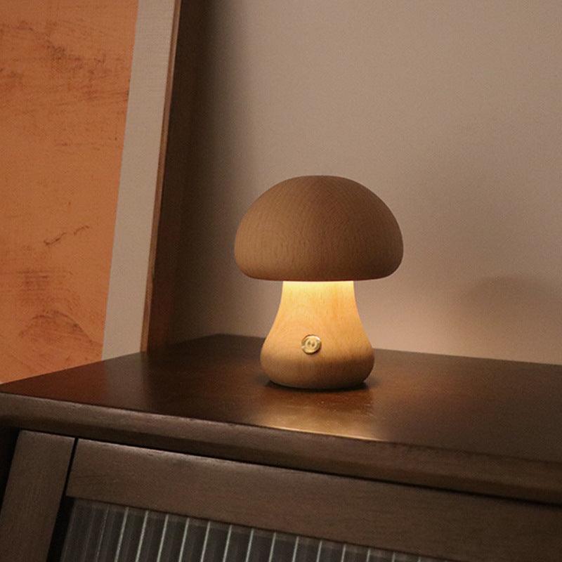 INS Holz Pilz LED Nachtlicht Touch Schalter Schlafzimmer Nachttischlampe