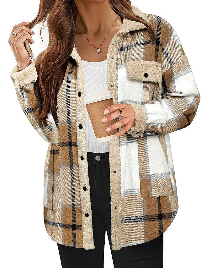 Damen Karo Jacke mit Kontrastfarben