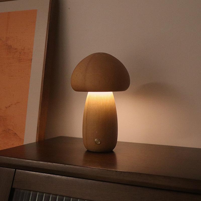 INS Holz Pilz LED Nachtlicht Touch Schalter Schlafzimmer Nachttischlampe