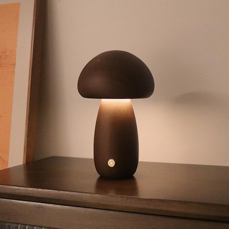 INS Holz Pilz LED Nachtlicht Touch Schalter Schlafzimmer Nachttischlampe