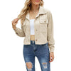 Damen Modische Langärmelige Kurzjacke aus Cordhemd