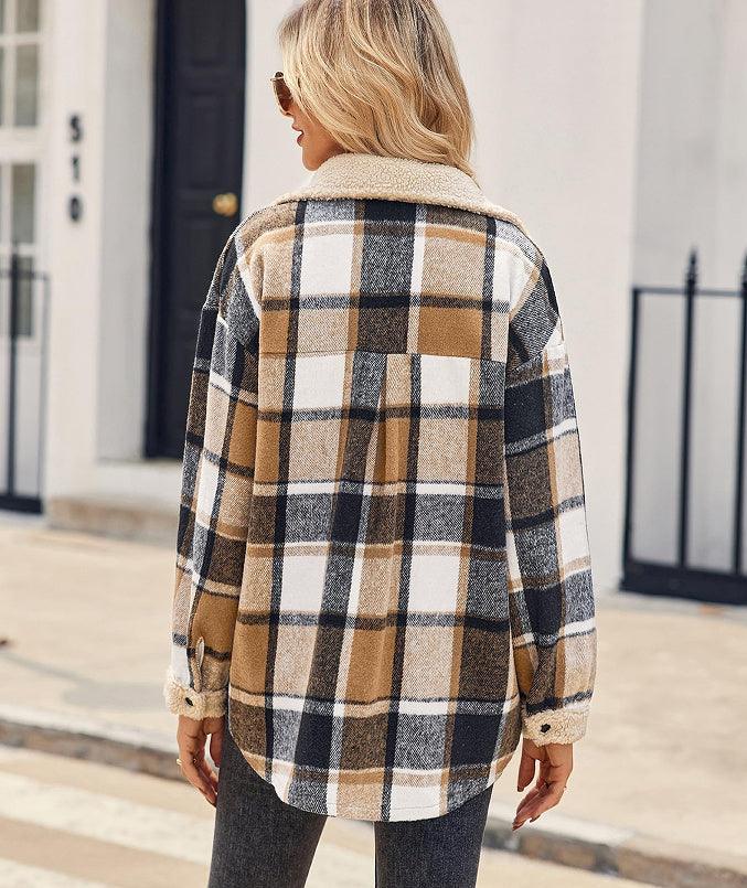 Damen Karo Jacke mit Kontrastfarben