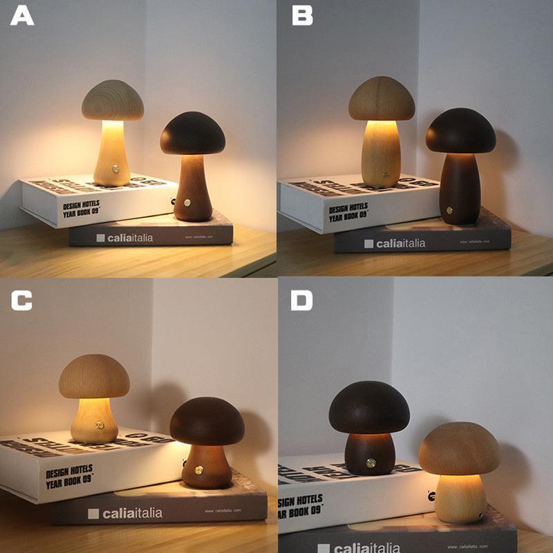 INS Holz Pilz LED Nachtlicht Touch Schalter Schlafzimmer Nachttischlampe