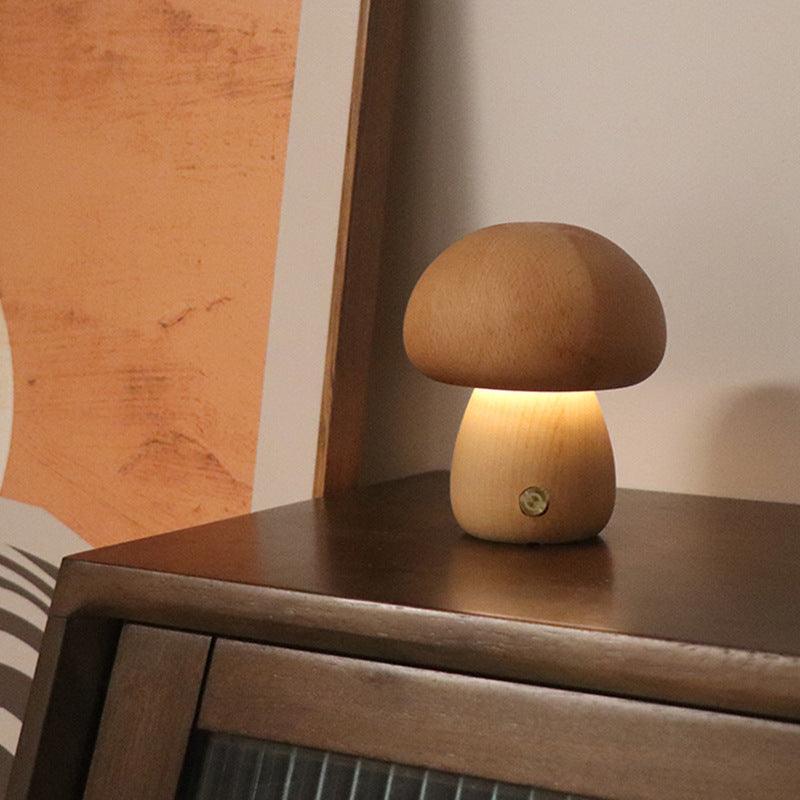 INS Holz Pilz LED Nachtlicht Touch Schalter Schlafzimmer Nachttischlampe