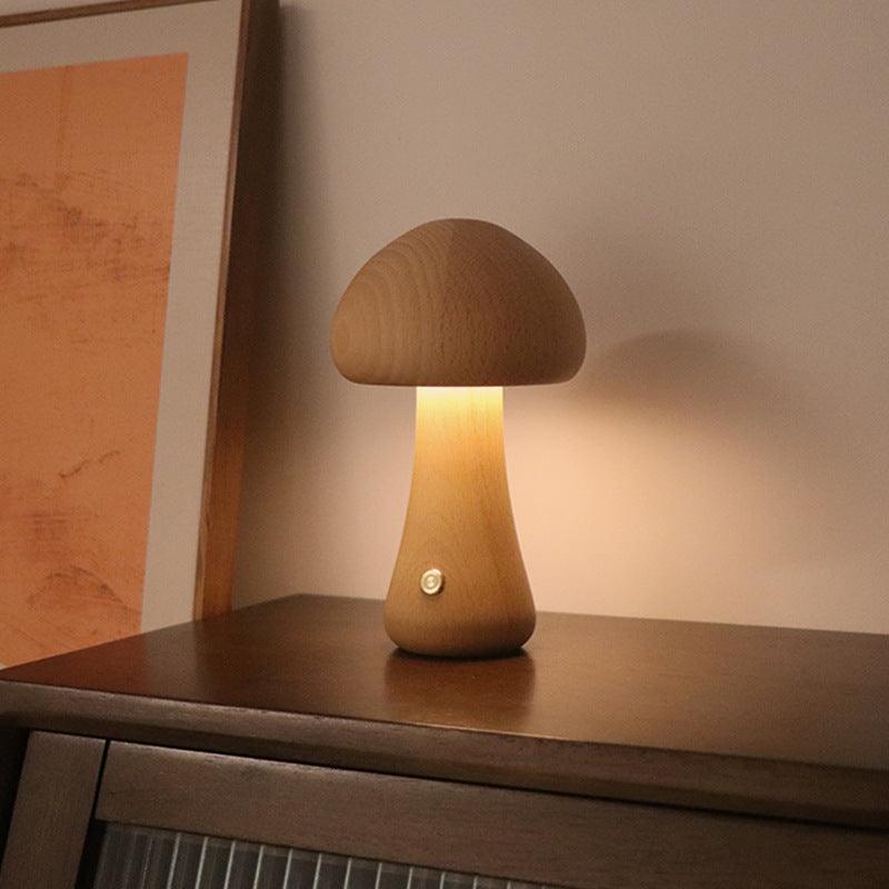 INS Holz Pilz LED Nachtlicht Touch Schalter Schlafzimmer Nachttischlampe