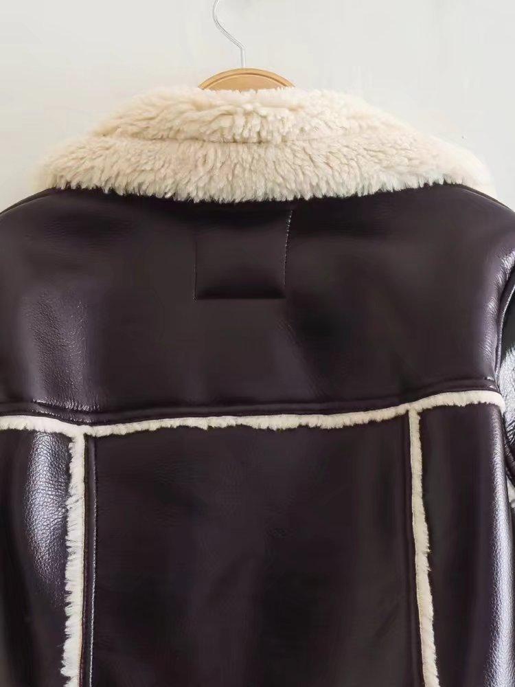 Damen Kurze Revers Lange Ärmel Slim Mode Jacke