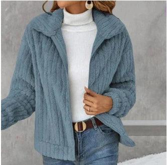 Damen Fleece Lapel Cropped Jacke - Vielseitig und bequem
